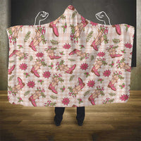 Beige Paniolo Palaka Hawaiian Cowgirl Christmas Hooded Blanket - Polynesian Pride