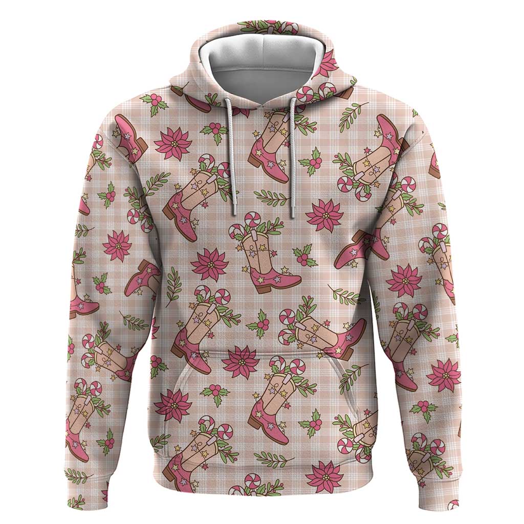 Beige Paniolo Palaka Hawaiian Cowgirl Christmas Hoodie - Polynesian Pride