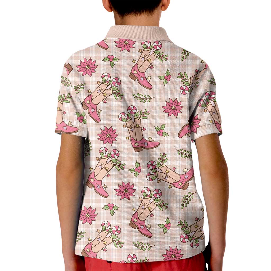 Beige Paniolo Palaka Hawaiian Cowgirl Christmas Kid Polo Shirt - Polynesian Pride