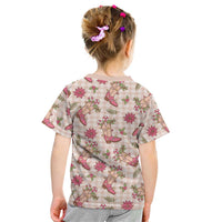 Beige Paniolo Palaka Hawaiian Cowgirl Christmas Kid T Shirt - Polynesian Pride