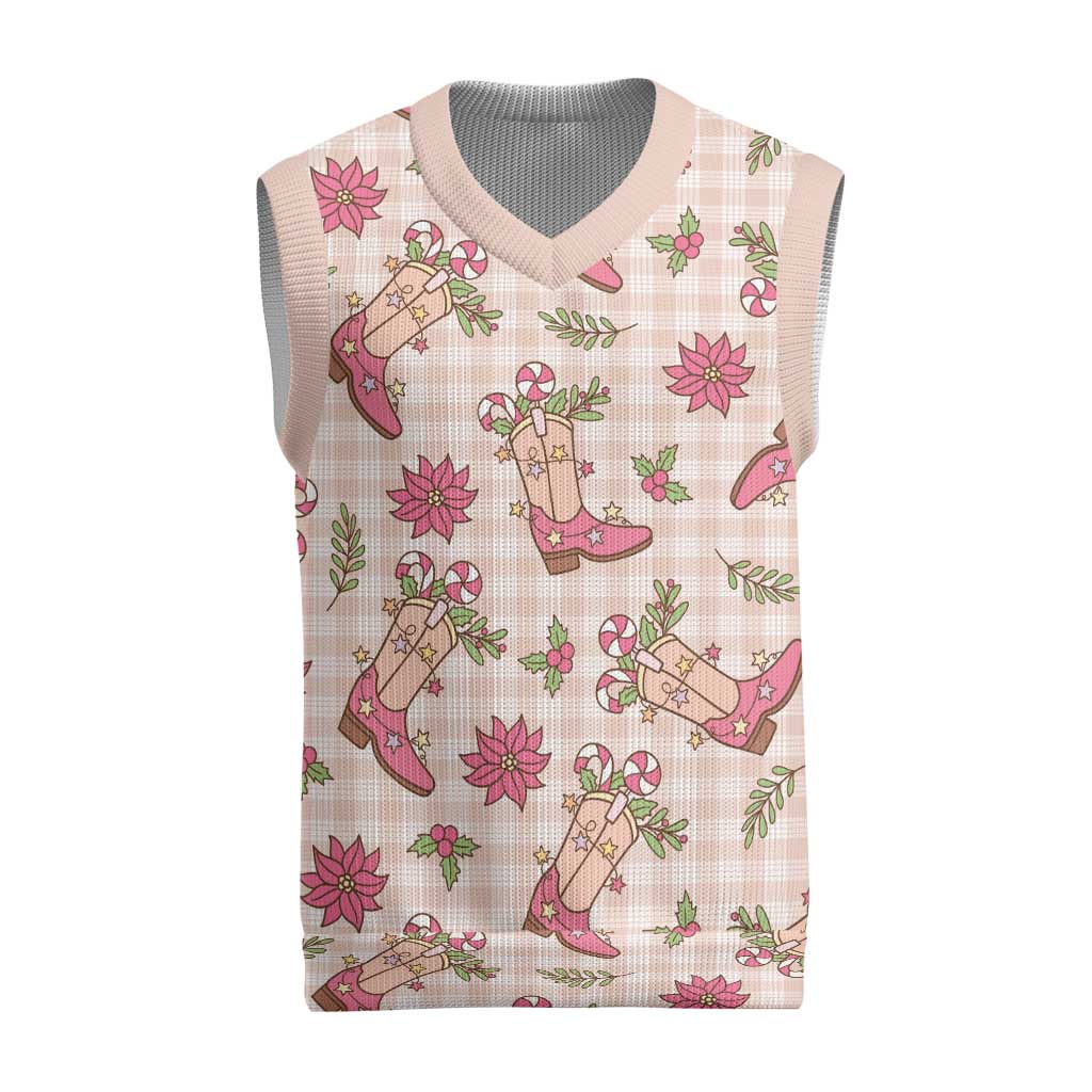 Beige Paniolo Palaka Hawaiian Cowgirl Christmas Knitted V-Neck Vest - Polynesian Pride