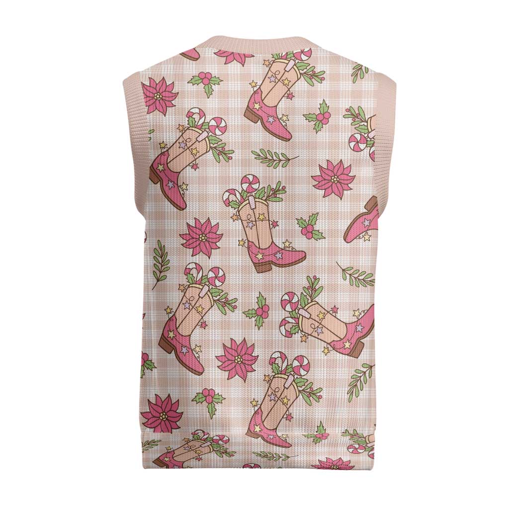 Beige Paniolo Palaka Hawaiian Cowgirl Christmas Knitted V-Neck Vest - Polynesian Pride
