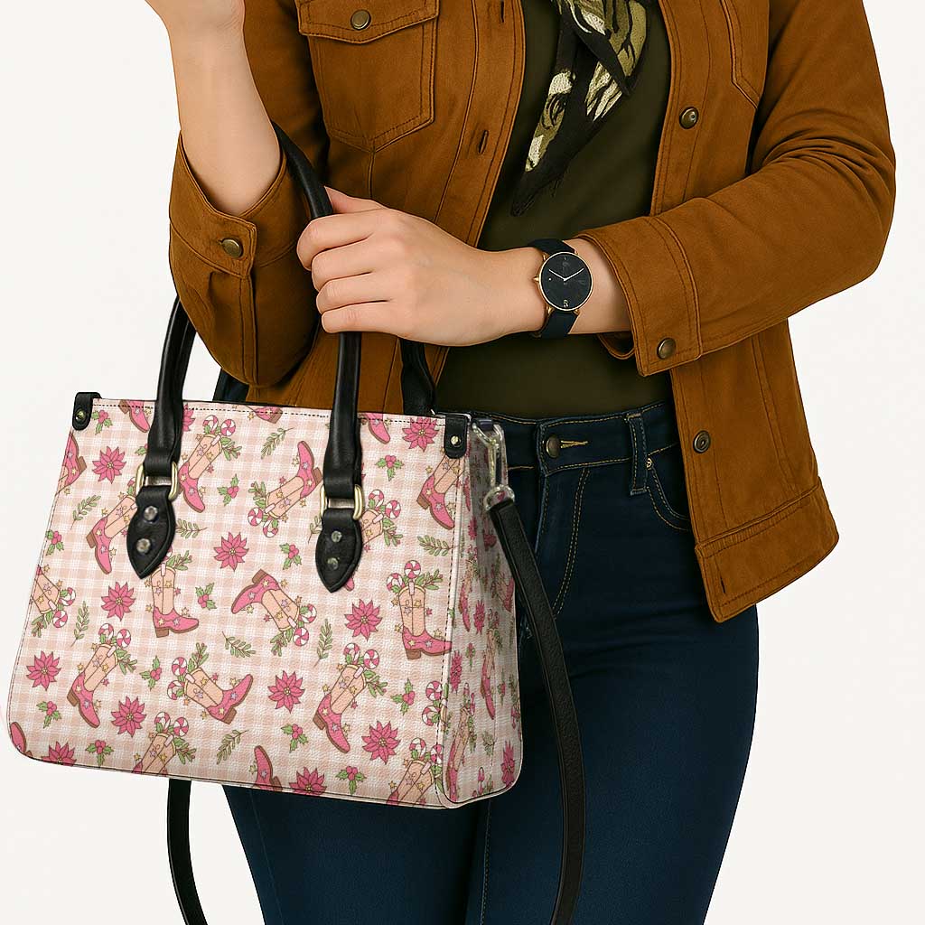 Beige Paniolo Palaka Hawaiian Cowgirl Christmas Leather Bag - Polynesian Pride