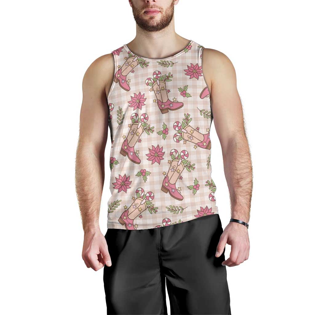 Beige Paniolo Palaka Hawaiian Cowgirl Christmas Men Tank Top - Polynesian Pride