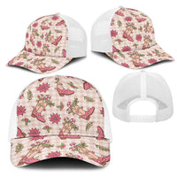 Beige Paniolo Palaka Hawaiian Cowgirl Christmas Mesh Trucker Cap - Polynesian Pride