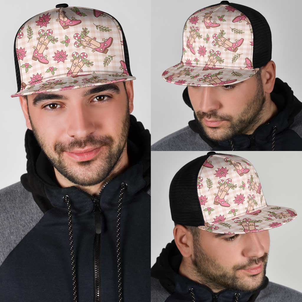 Beige Paniolo Palaka Hawaiian Cowgirl Christmas Mesh Trucker Cap - Polynesian Pride