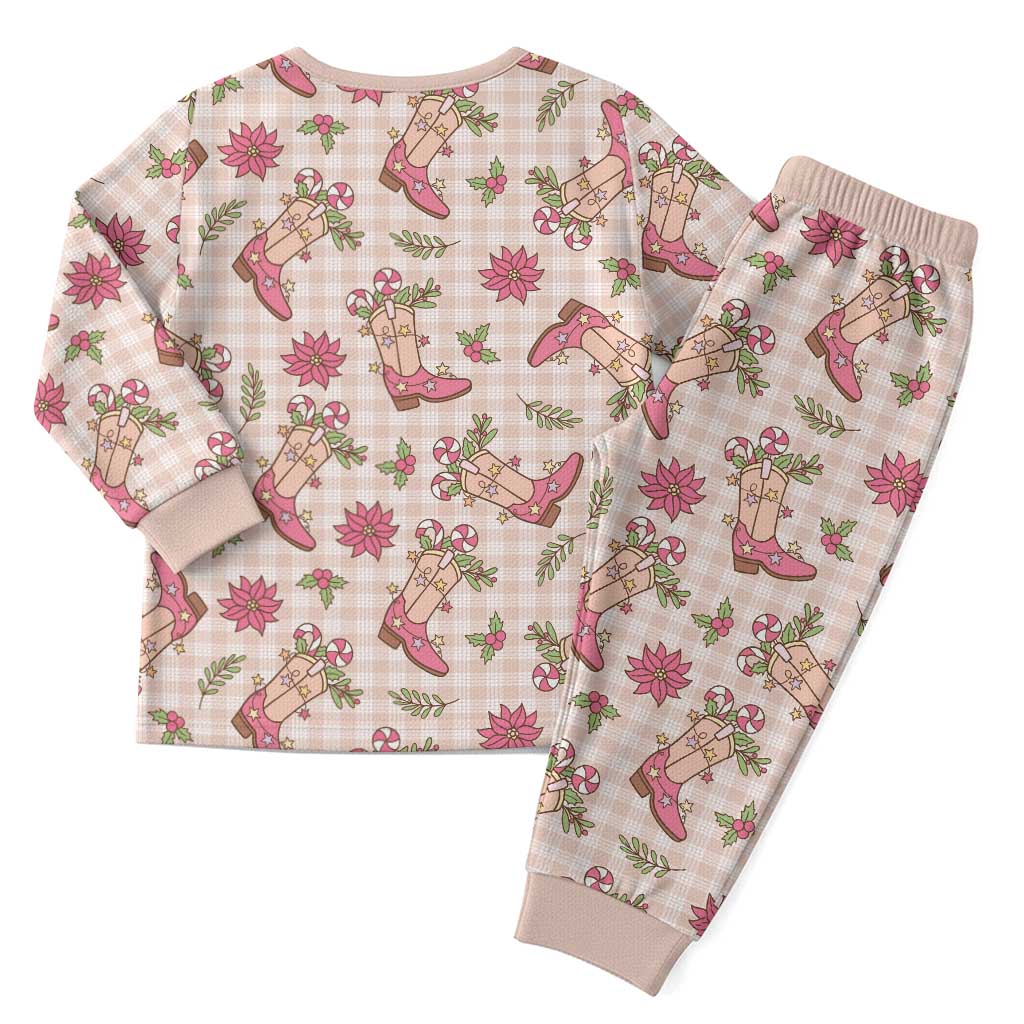 Beige Paniolo Palaka Hawaiian Cowgirl Christmas Pajama Set - Polynesian Pride
