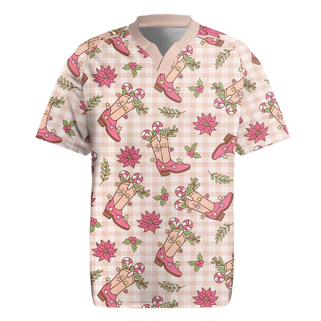 Beige Paniolo Palaka Hawaiian Cowgirl Christmas Rugby Jersey - Polynesian Pride