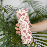 Beige Paniolo Palaka Hawaiian Cowgirl Christmas Skinny Tumbler LT9 - Polynesian Pride