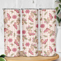 Beige Paniolo Palaka Hawaiian Cowgirl Christmas Skinny Tumbler LT9 - Polynesian Pride