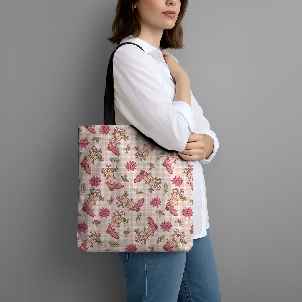 Beige Paniolo Palaka Hawaiian Cowgirl Christmas Tote Bag - Polynesian Pride