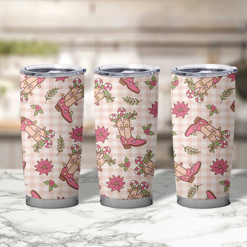 Beige Paniolo Palaka Hawaiian Cowgirl Christmas Tumbler Cup - Polynesian Pride