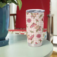 Beige Paniolo Palaka Hawaiian Cowgirl Christmas Tumbler Cup - Polynesian Pride