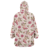 Beige Paniolo Palaka Hawaiian Cowgirl Christmas Wearable Blanket Hoodie - Polynesian Pride