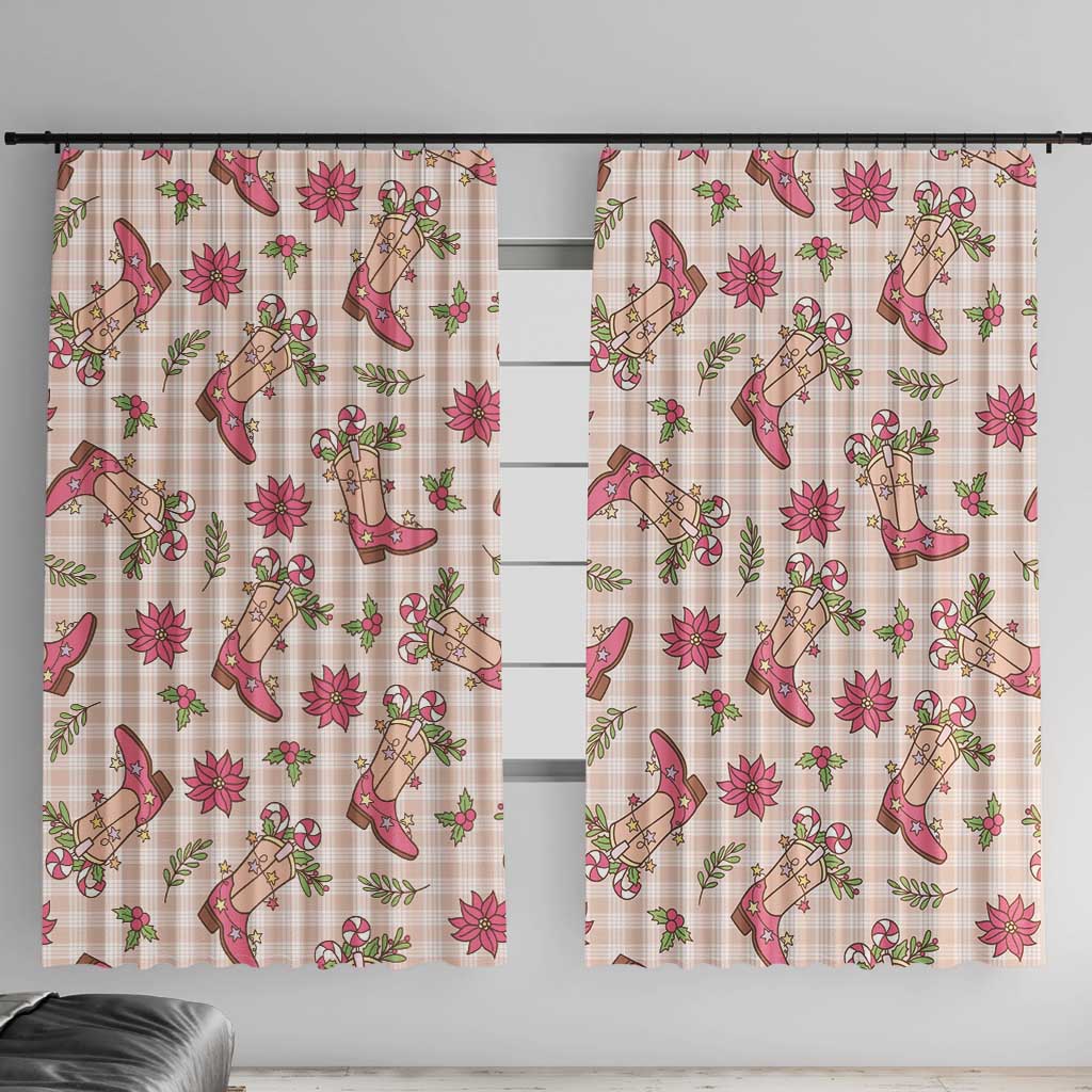 Beige Paniolo Palaka Hawaiian Cowgirl Christmas Window Curtain - Polynesian Pride