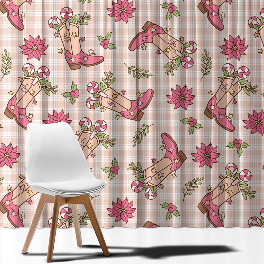 Beige Paniolo Palaka Hawaiian Cowgirl Christmas Window Curtain - Polynesian Pride