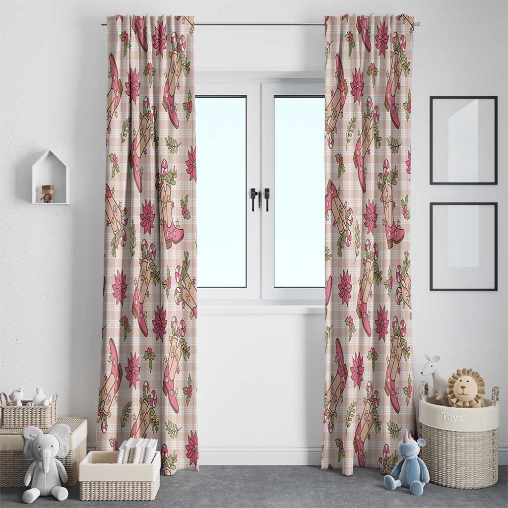 Beige Paniolo Palaka Hawaiian Cowgirl Christmas Window Curtain - Polynesian Pride