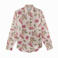 Beige Paniolo Palaka Hawaiian Cowgirl Christmas Women Casual Shirt LT9 - Polynesian Pride