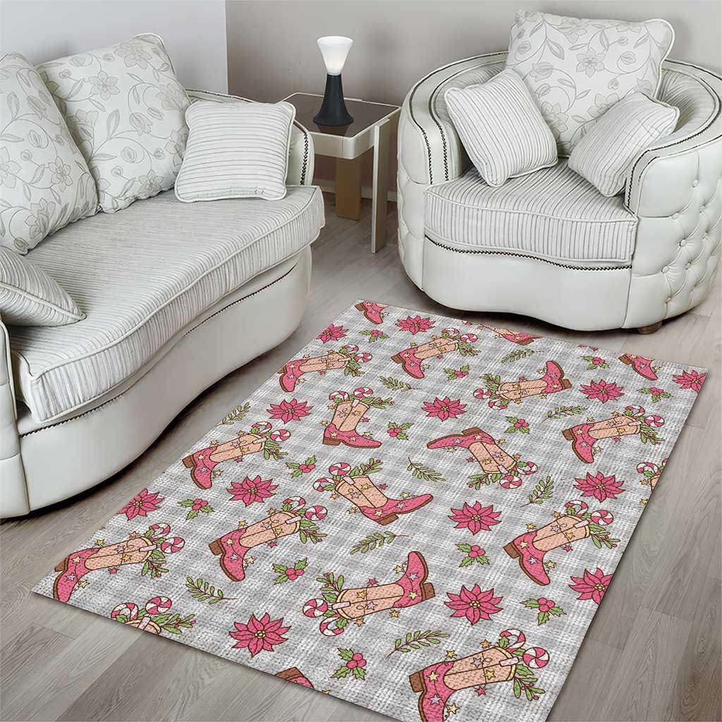 Gray Paniolo Palaka Hawaiian Cowgirl Christmas Area Rug - Polynesian Pride