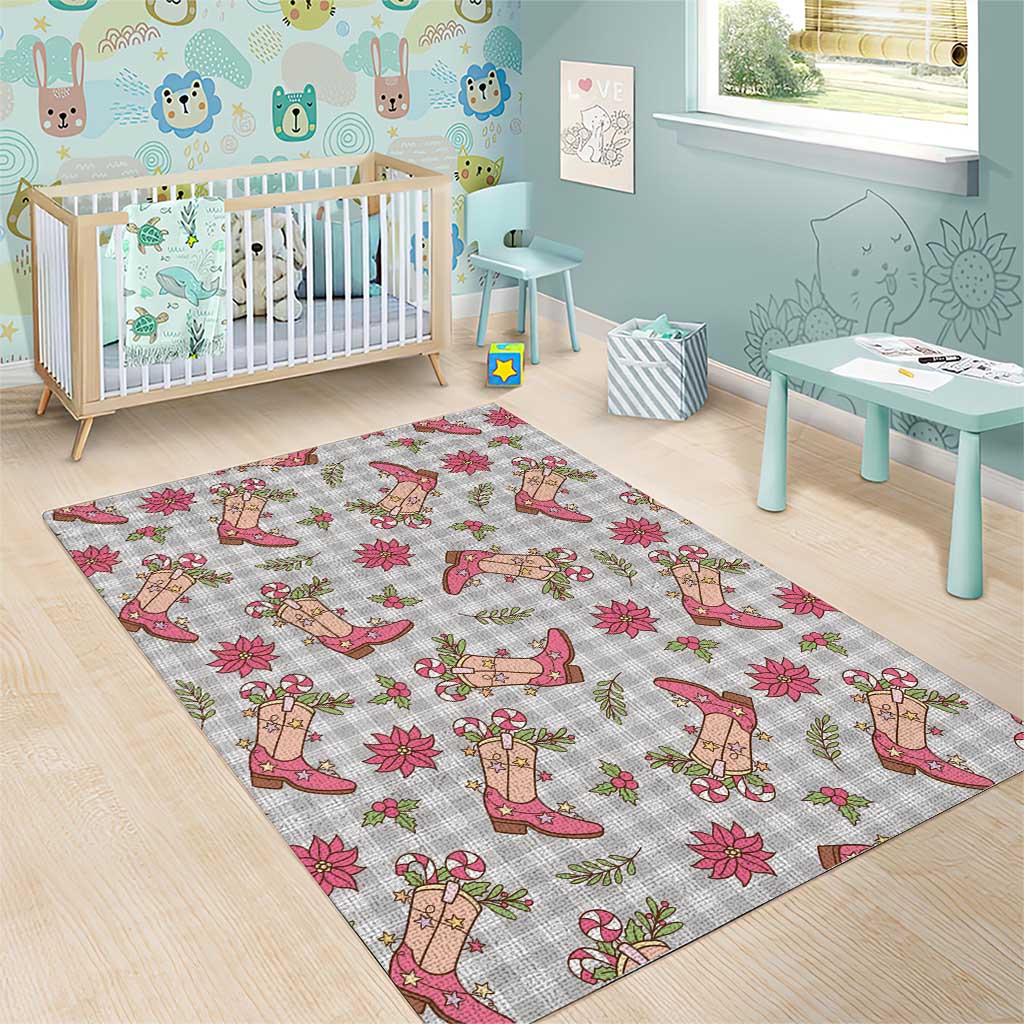 Gray Paniolo Palaka Hawaiian Cowgirl Christmas Area Rug - Polynesian Pride