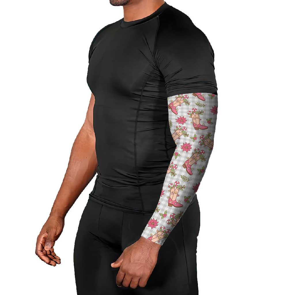 Gray Paniolo Palaka Hawaiian Cowgirl Christmas Arm Sleeves - Polynesian Pride