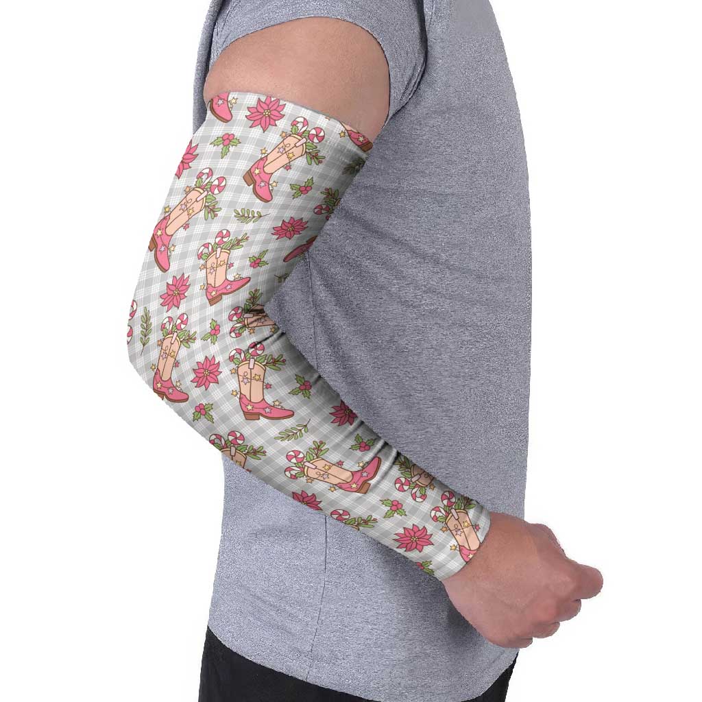 Gray Paniolo Palaka Hawaiian Cowgirl Christmas Arm Sleeves - Polynesian Pride