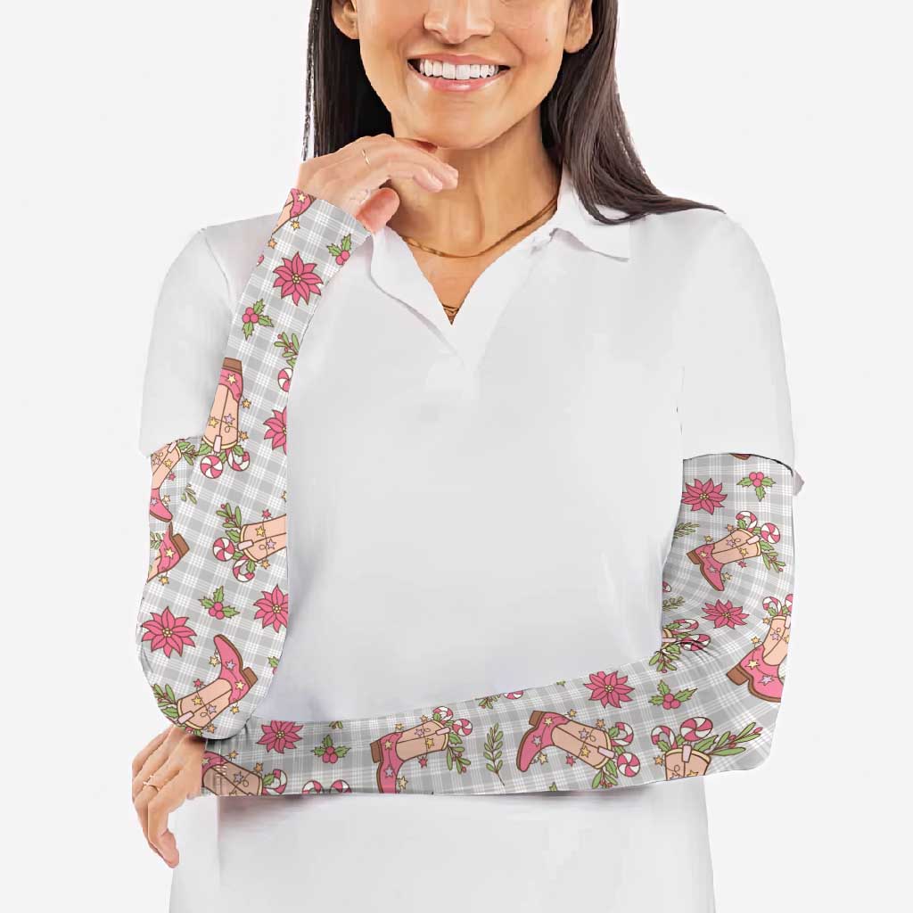 Gray Paniolo Palaka Hawaiian Cowgirl Christmas Arm Sleeves - Polynesian Pride