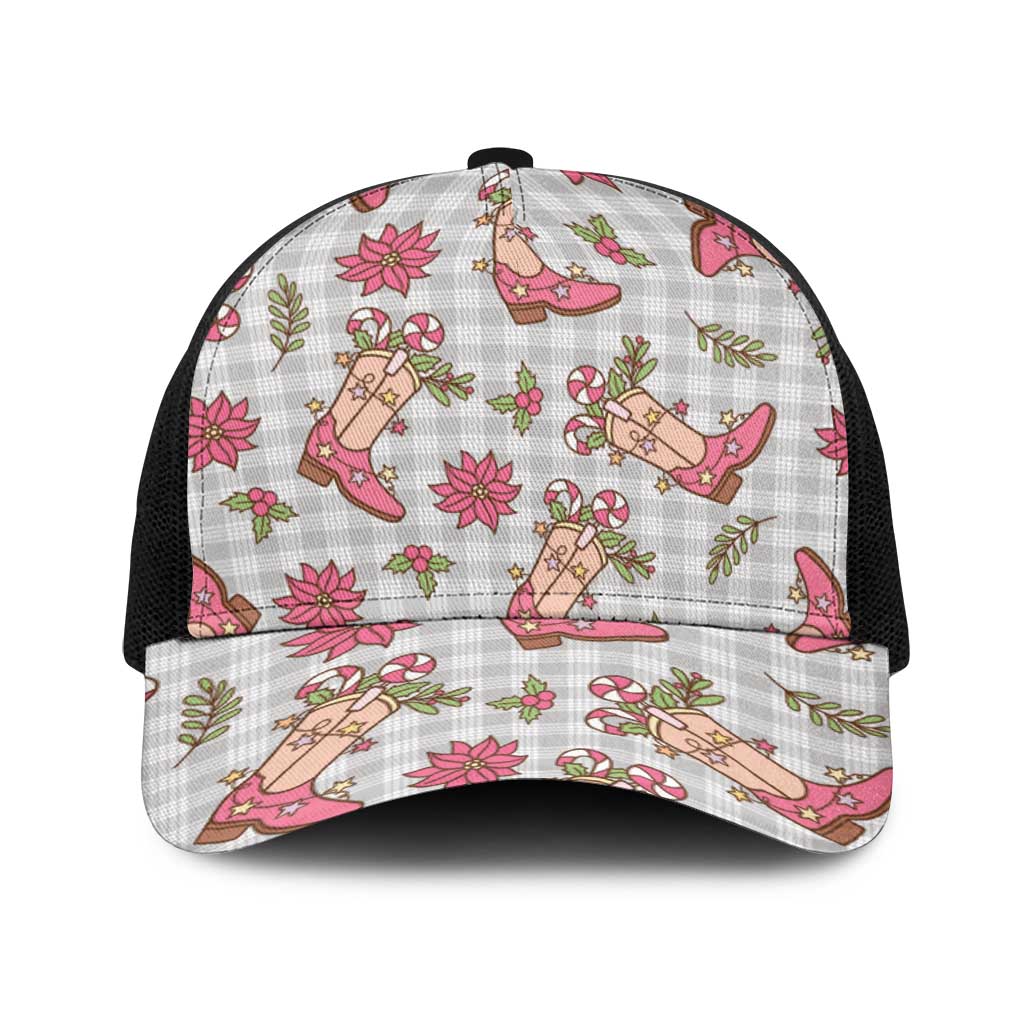 Gray Paniolo Palaka Hawaiian Cowgirl Christmas Baseball Net Cap - Polynesian Pride