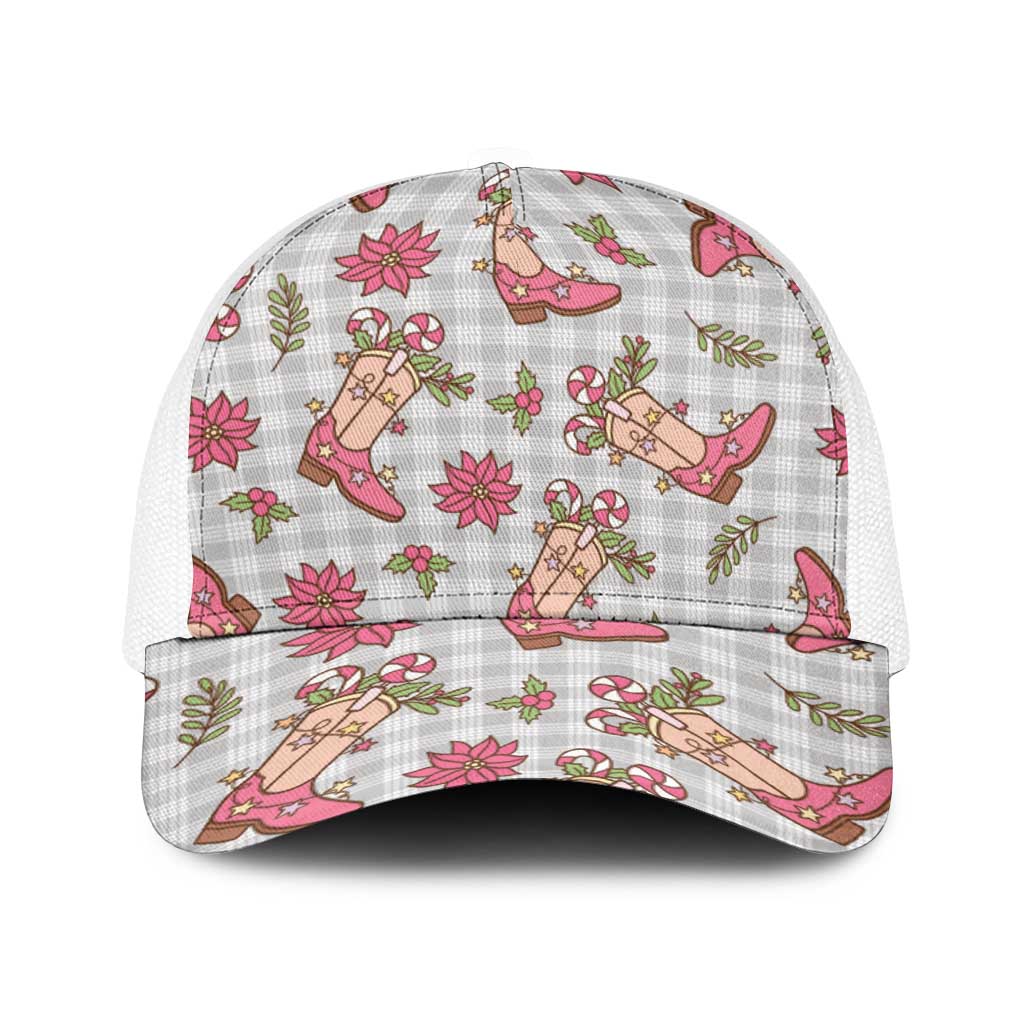 Gray Paniolo Palaka Hawaiian Cowgirl Christmas Baseball Net Cap - Polynesian Pride