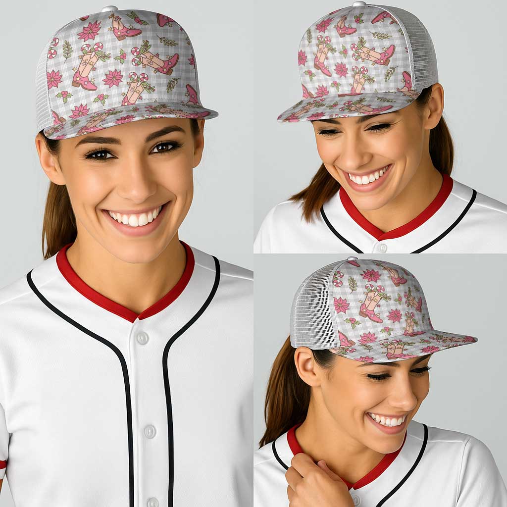 Gray Paniolo Palaka Hawaiian Cowgirl Christmas Baseball Net Cap - Polynesian Pride