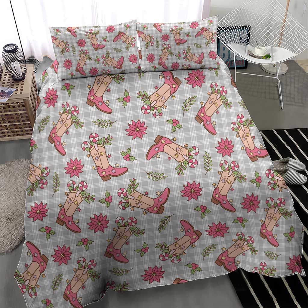 Gray Paniolo Palaka Hawaiian Cowgirl Christmas Bedding Set - Polynesian Pride