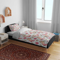 Gray Paniolo Palaka Hawaiian Cowgirl Christmas Bedding Set - Polynesian Pride