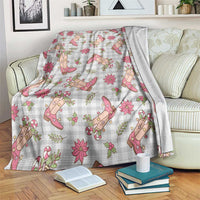 Gray Paniolo Palaka Hawaiian Cowgirl Christmas Blanket - Polynesian Pride
