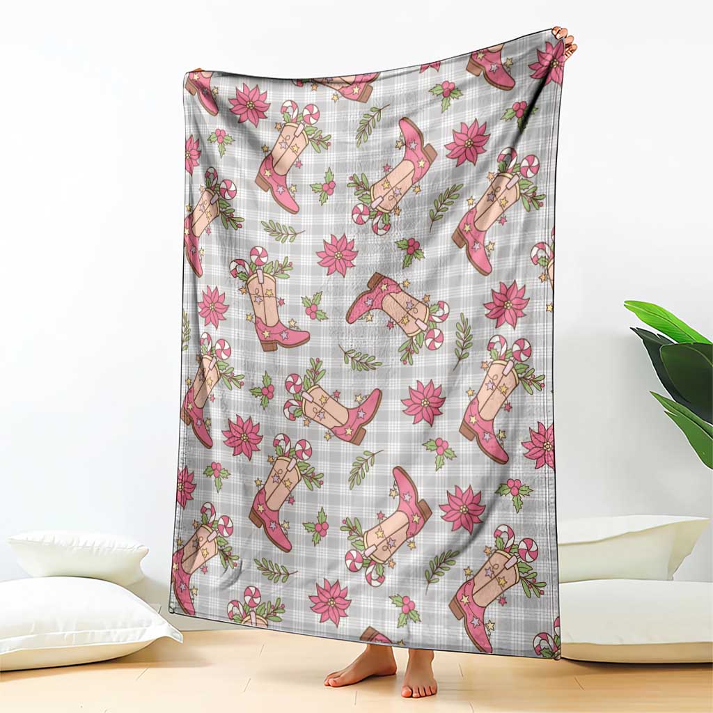 Gray Paniolo Palaka Hawaiian Cowgirl Christmas Blanket - Polynesian Pride
