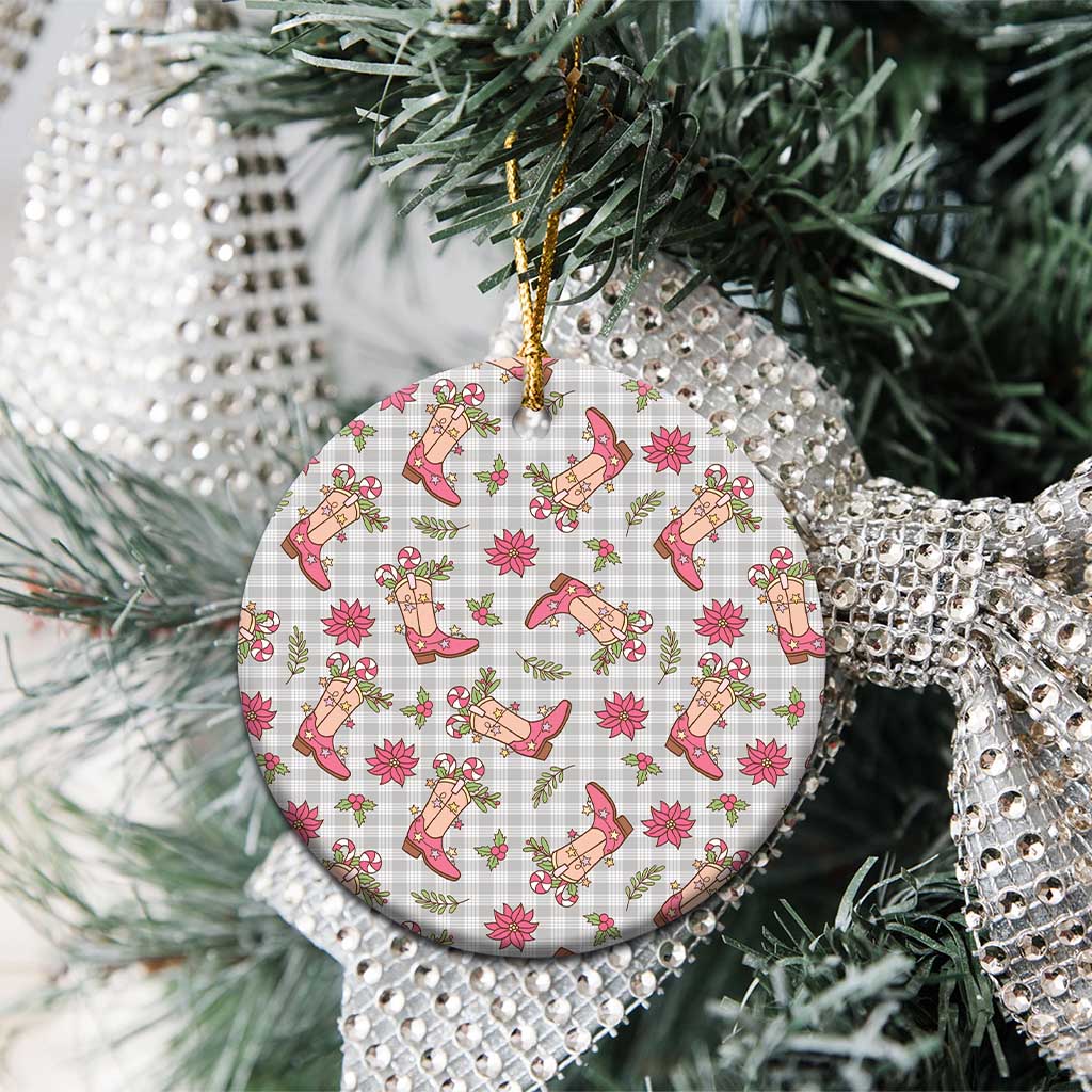 Gray Paniolo Palaka Hawaiian Cowgirl Christmas Ceramic Ornament - Polynesian Pride