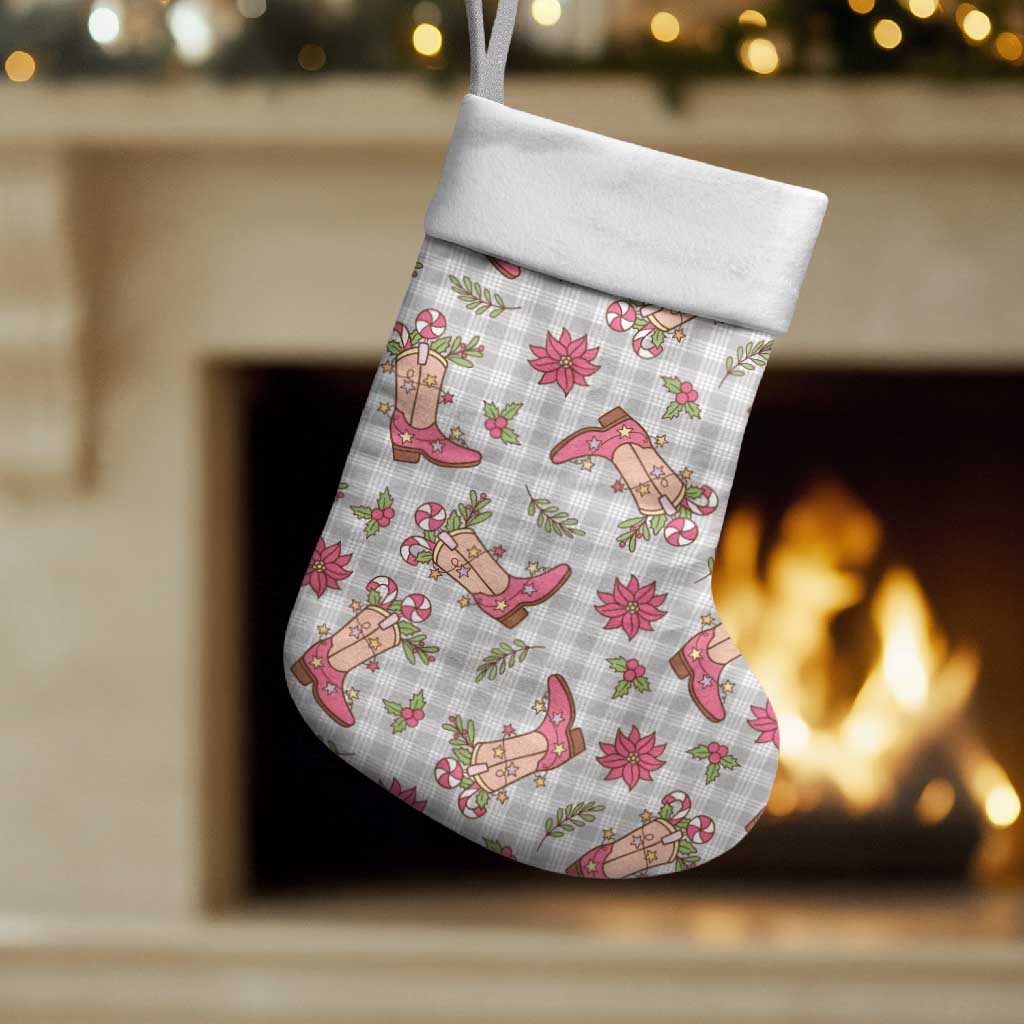 Gray Paniolo Palaka Hawaiian Cowgirl Christmas Stocking - Polynesian Pride