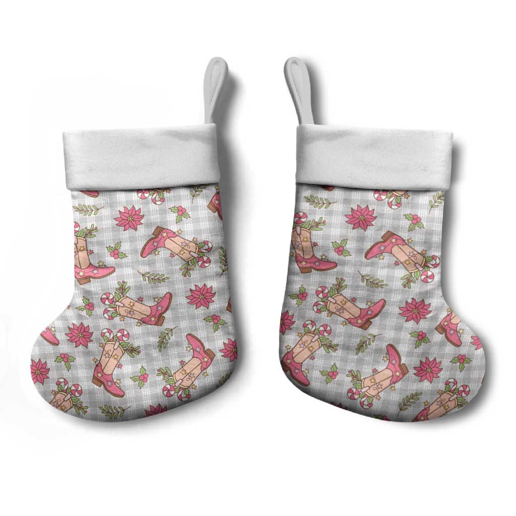 Gray Paniolo Palaka Hawaiian Cowgirl Christmas Stocking - Polynesian Pride