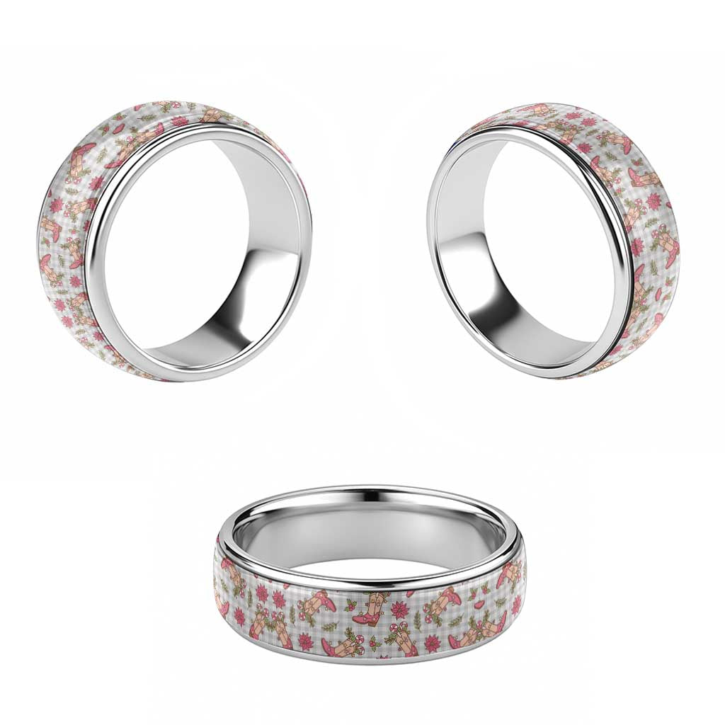 Gray Paniolo Palaka Hawaiian Cowgirl Christmas Classic Ring - Polynesian Pride