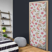 Gray Paniolo Palaka Hawaiian Cowgirl Christmas Door Cover - Polynesian Pride