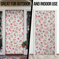 Gray Paniolo Palaka Hawaiian Cowgirl Christmas Door Cover - Polynesian Pride