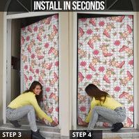 Gray Paniolo Palaka Hawaiian Cowgirl Christmas Door Cover - Polynesian Pride