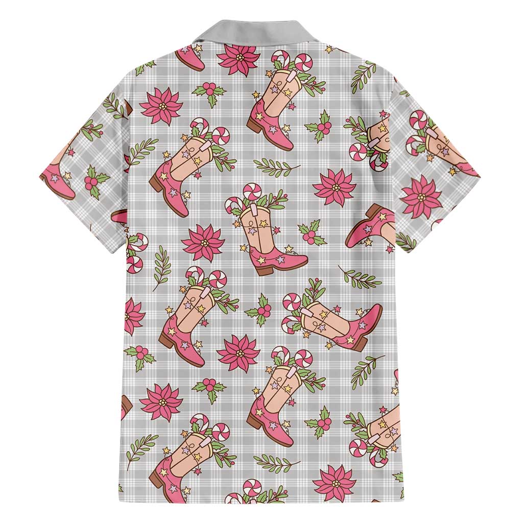 Gray Paniolo Palaka Hawaiian Cowgirl Christmas Family Matching Long Sleeve Bodycon Dress and Hawaiian Shirt LT9 - Polynesian Pride