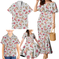 Gray Paniolo Palaka Hawaiian Cowgirl Christmas Family Matching Mermaid Dress and Hawaiian Shirt LT9 - Polynesian Pride