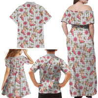 Gray Paniolo Palaka Hawaiian Cowgirl Christmas Family Matching Off Shoulder Maxi Dress and Hawaiian Shirt LT9 - Polynesian Pride