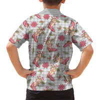 Gray Paniolo Palaka Hawaiian Cowgirl Christmas Family Matching Puletasi and Hawaiian Shirt LT9 - Polynesian Pride