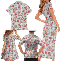 Gray Paniolo Palaka Hawaiian Cowgirl Christmas Family Matching Short Sleeve Bodycon Dress and Hawaiian Shirt LT9 - Polynesian Pride