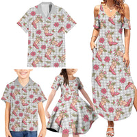 Gray Paniolo Palaka Hawaiian Cowgirl Christmas Family Matching Summer Maxi Dress and Hawaiian Shirt LT9 - Polynesian Pride