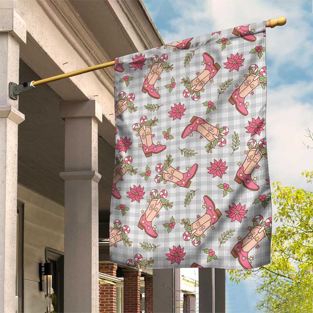 Gray Paniolo Palaka Hawaiian Cowgirl Christmas Garden Flag - Polynesian Pride