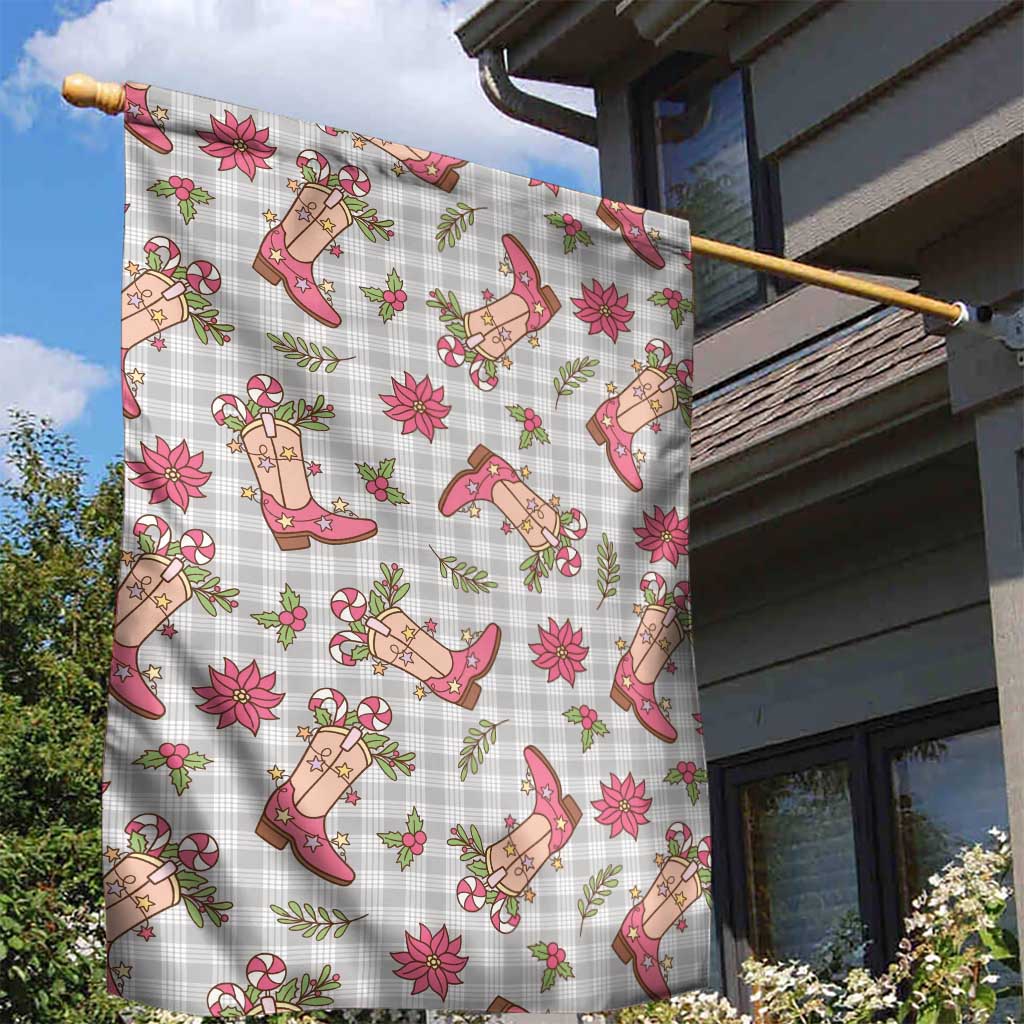 Gray Paniolo Palaka Hawaiian Cowgirl Christmas Garden Flag - Polynesian Pride