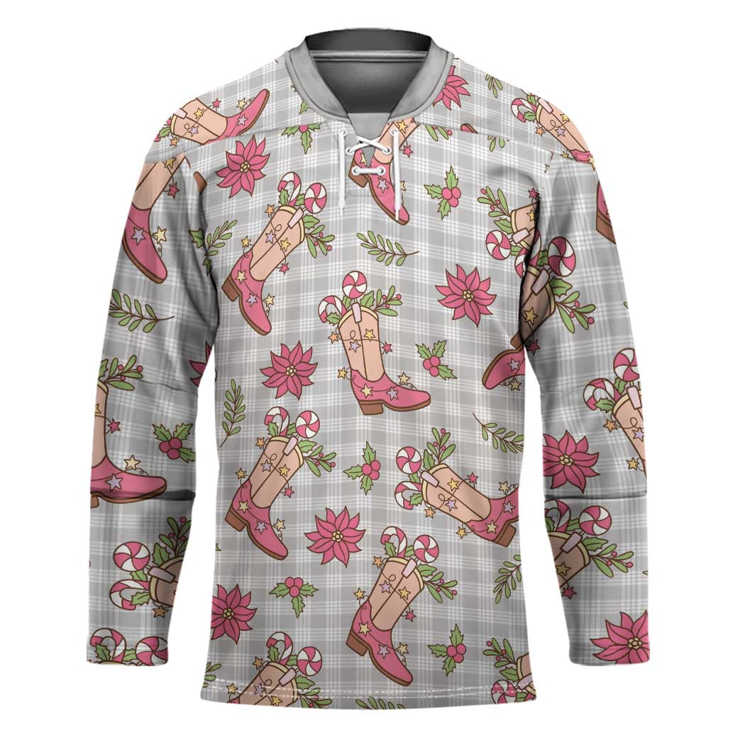 Gray Paniolo Palaka Hawaiian Cowgirl Christmas Hockey Jersey - Polynesian Pride